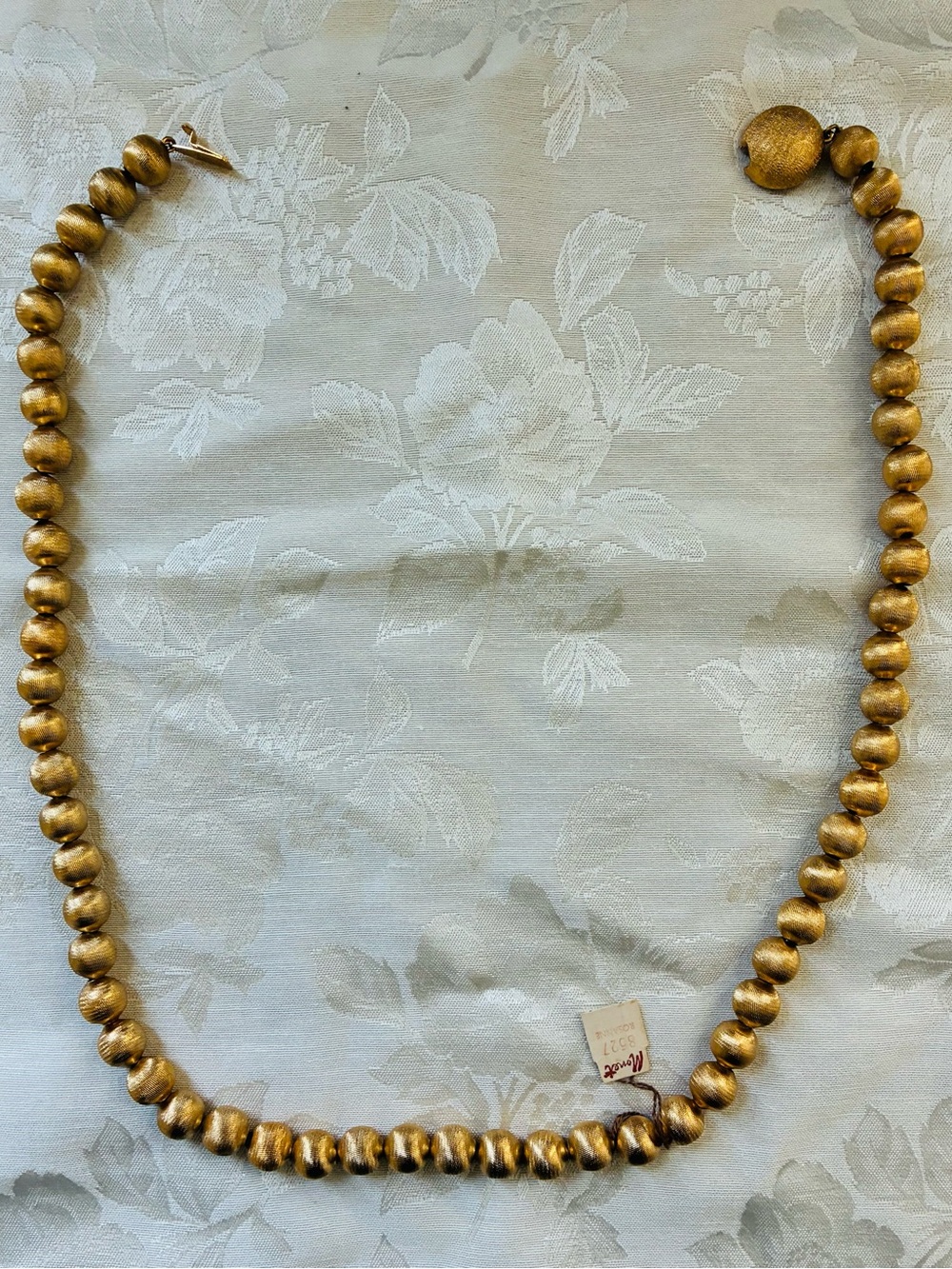 Vintage Monet Gold Beaded Necklace - 24”